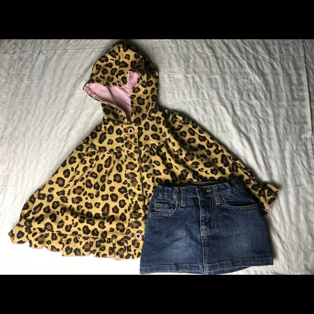 BABY HEADQUARTERS Hooded Cape & Jean Skirt 24M
